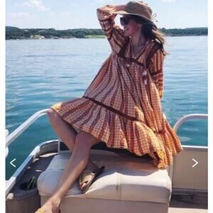 Dodo Bar Orr Elena Combo Yellow Midi Oversized Dress Womens Small